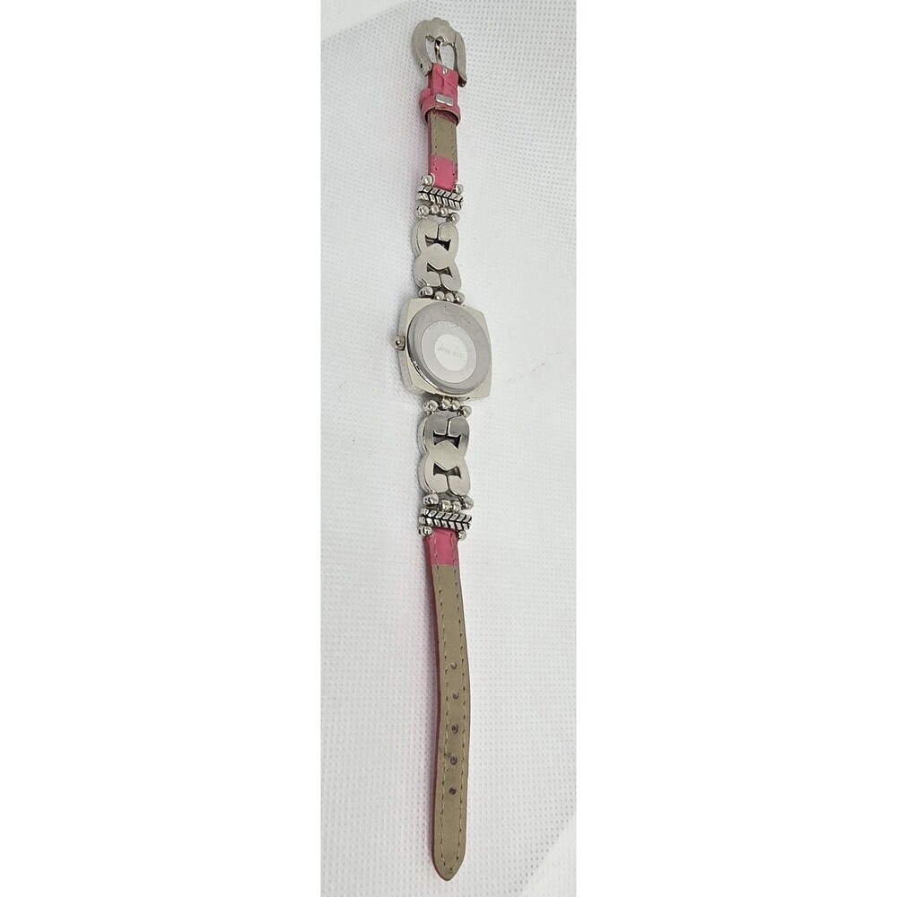 Women's Geneve Square Silver Tone Dial Case Pink Leather Strap Watch 04 - Picture 8 of 9